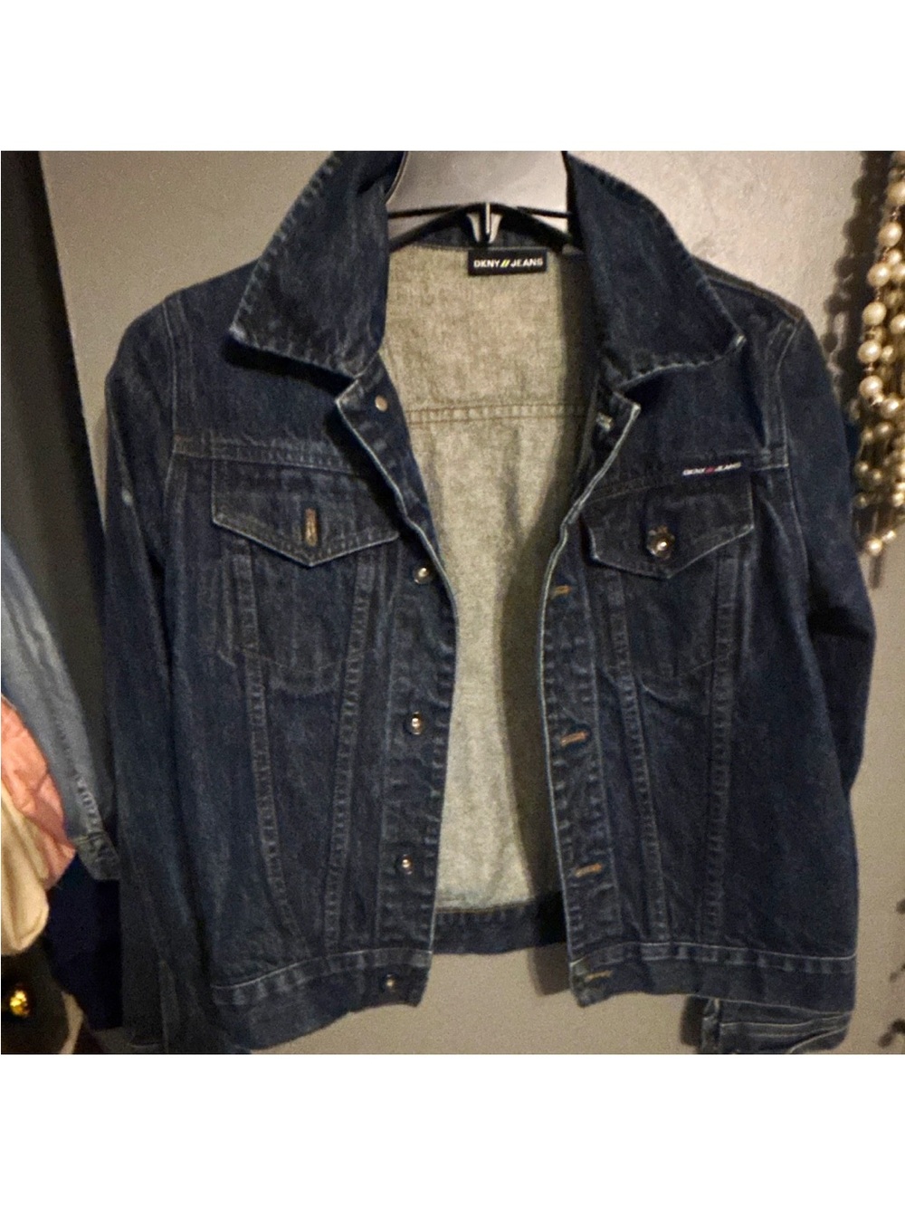 Dkny Women's Dark Blue Denim Jacket - Classic Jean Trucker